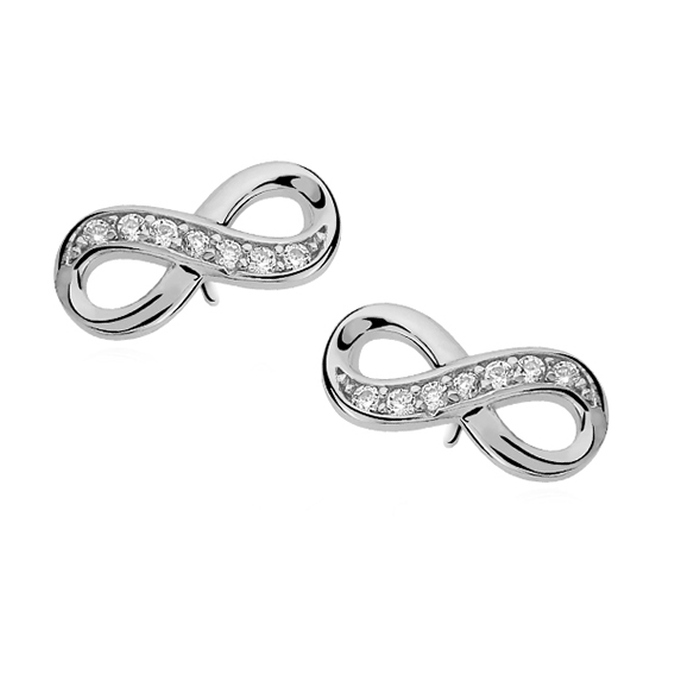 Srebrne rodowane kolczyki infinity